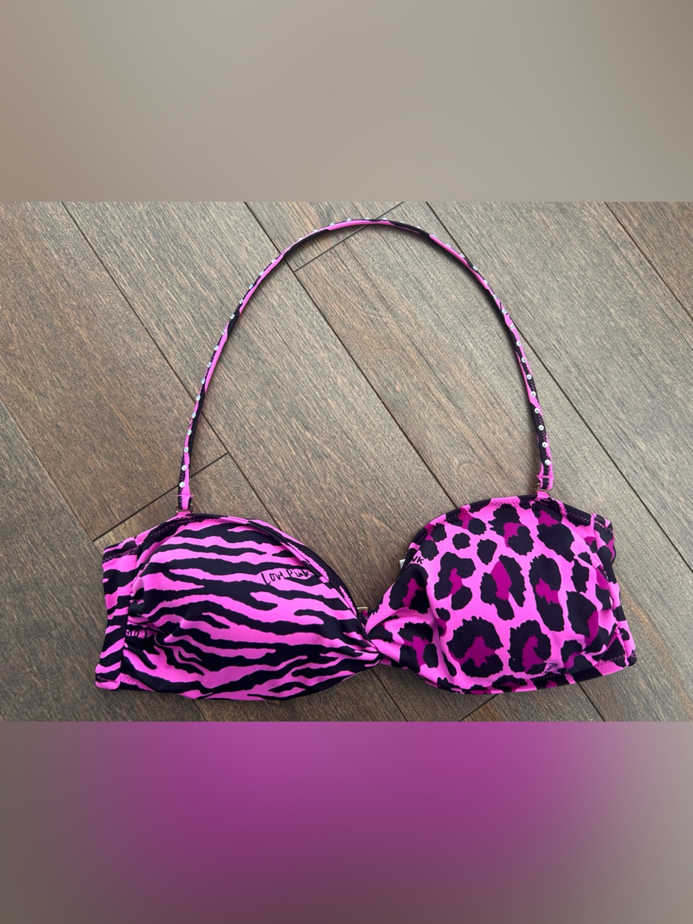 PINK Victoria’s Secret animal print bikini top size‎ medium